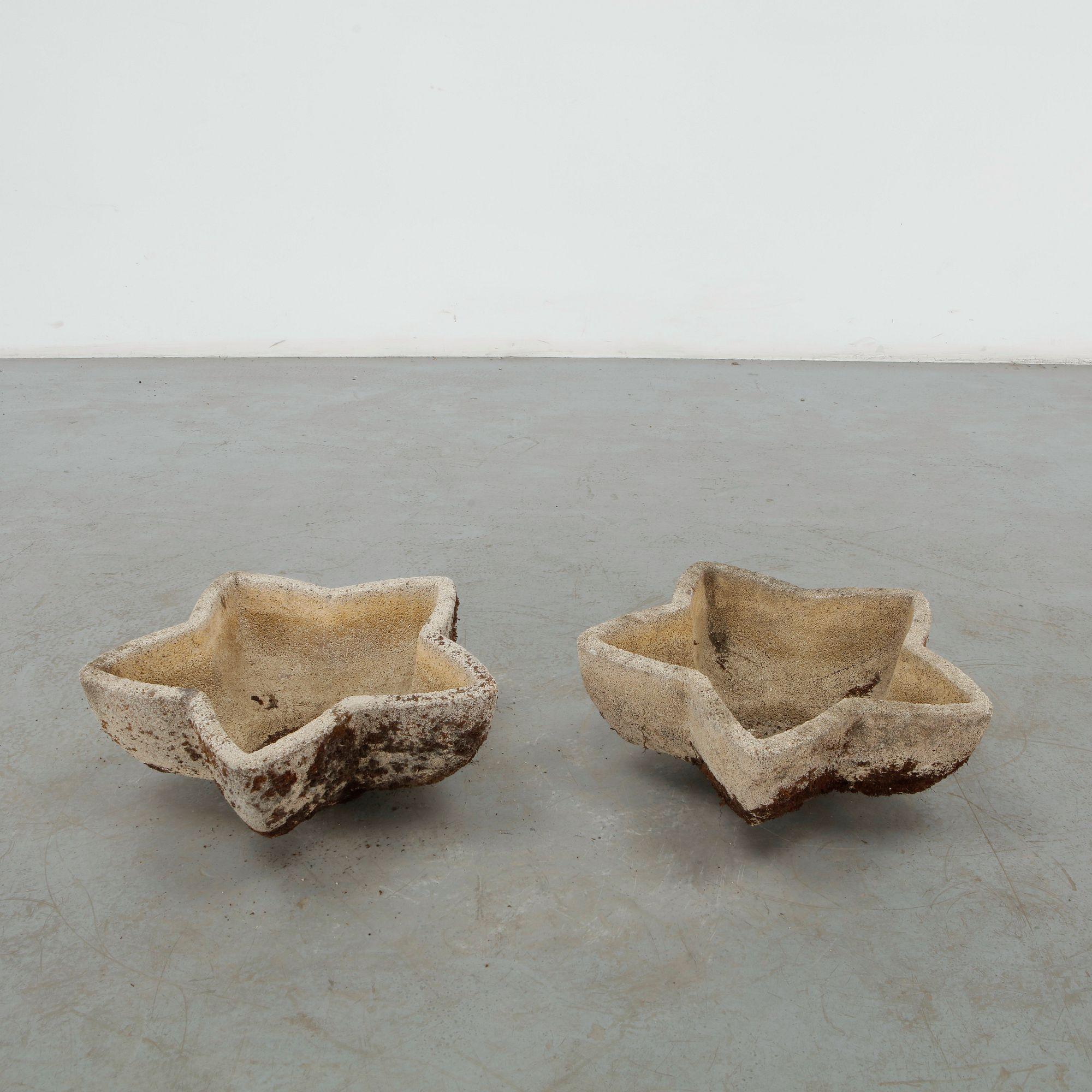 Grandon Fres, Pair of Cast Stone Star Planters, 1960s