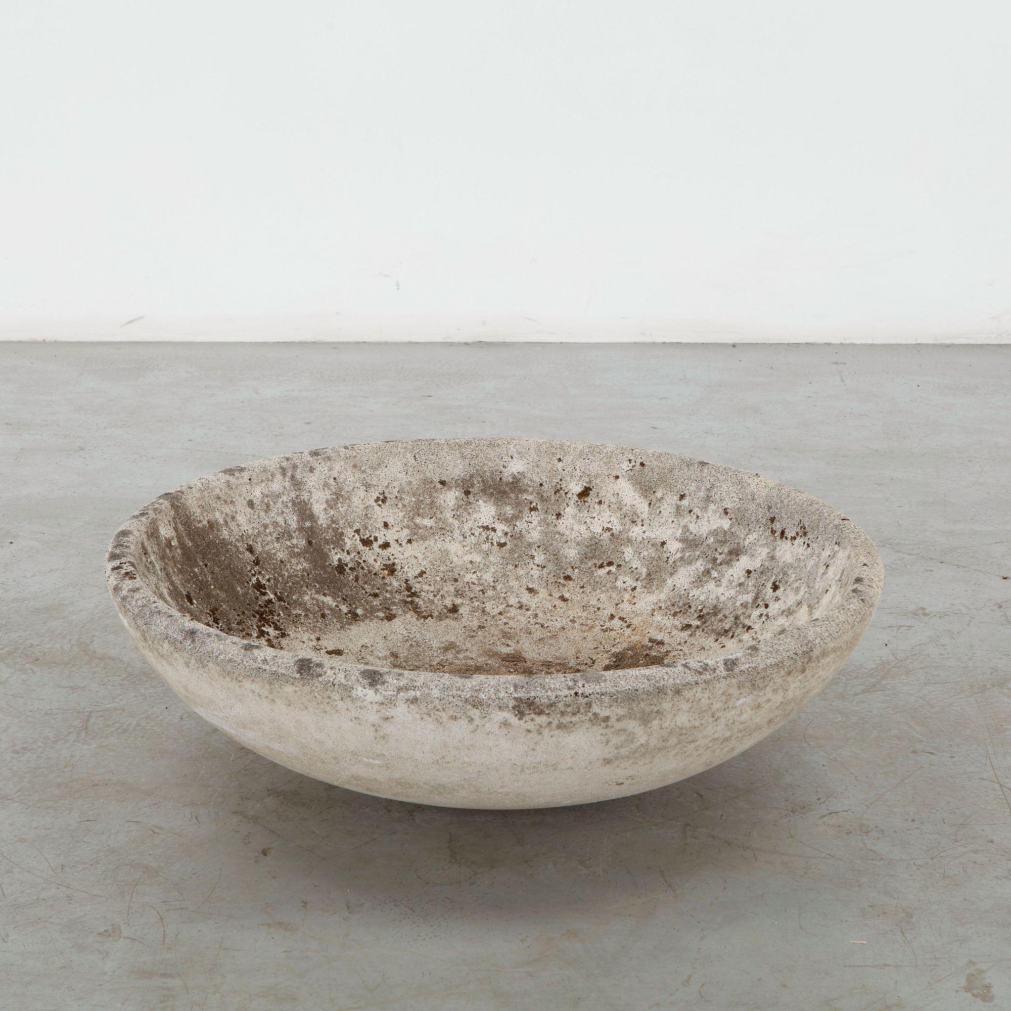 Large Cast Stone Bowl Planter, 1960s