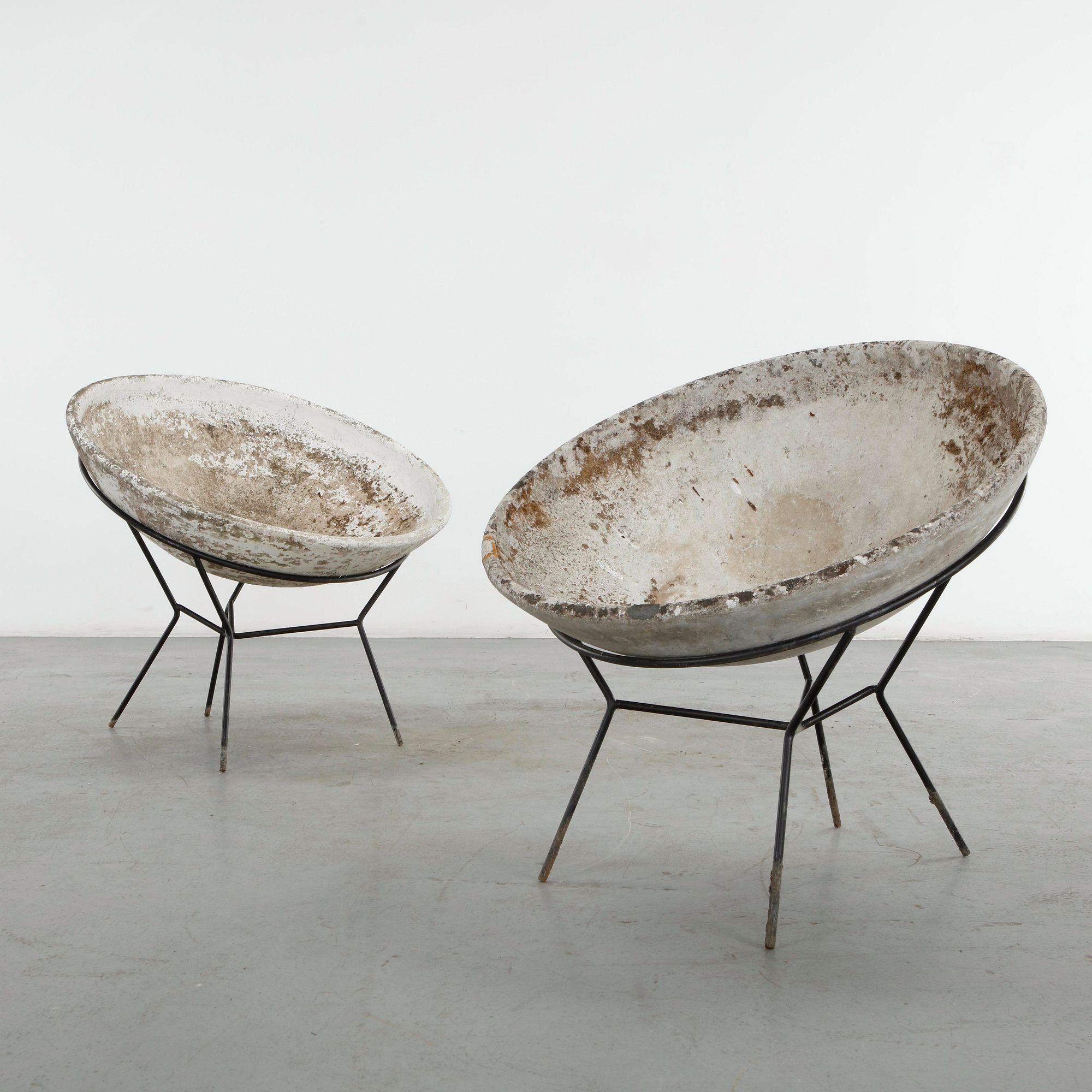 Willy Guhl, Pair of Bowl Planters on Stands, 1960s