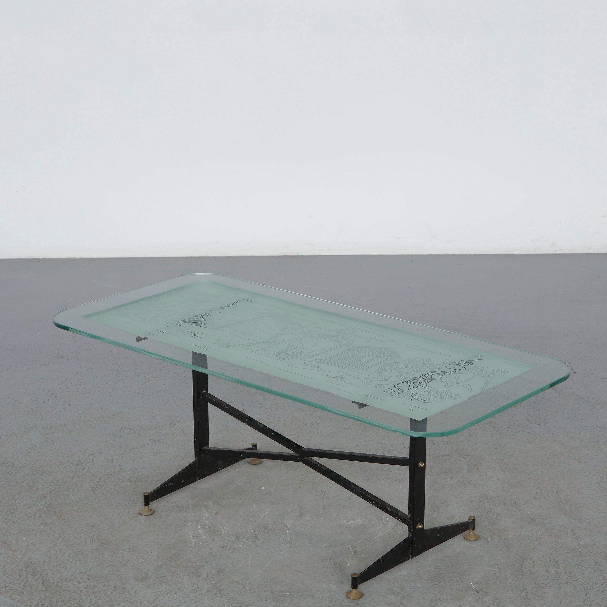 Italian Glass Coffee Table, 1960s