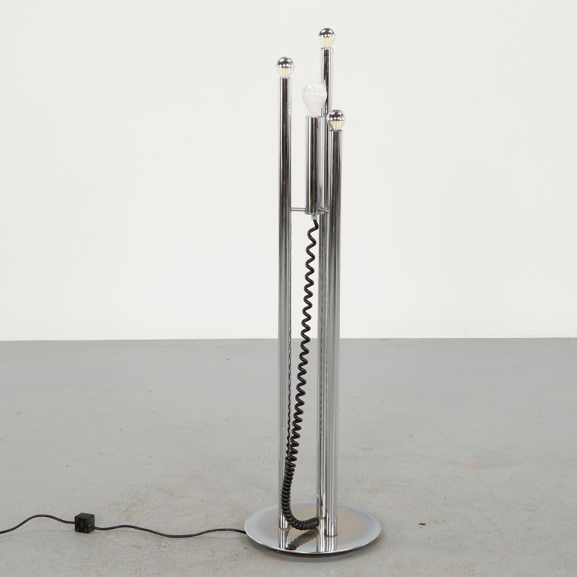 Space-Age Chrome Floor Lamp, Italy, 1970s