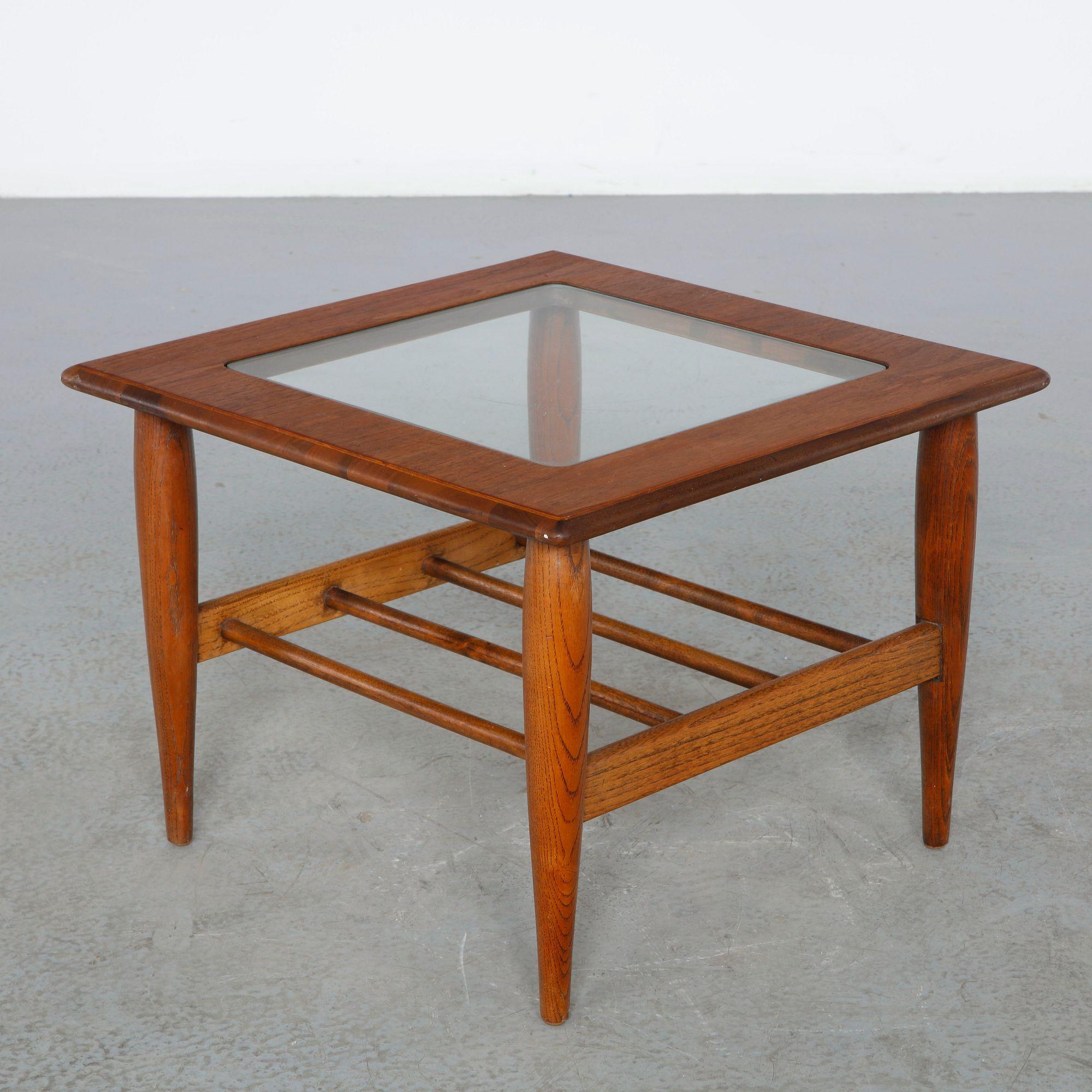 Mid-Century Wood and Glass End Table, 1960s