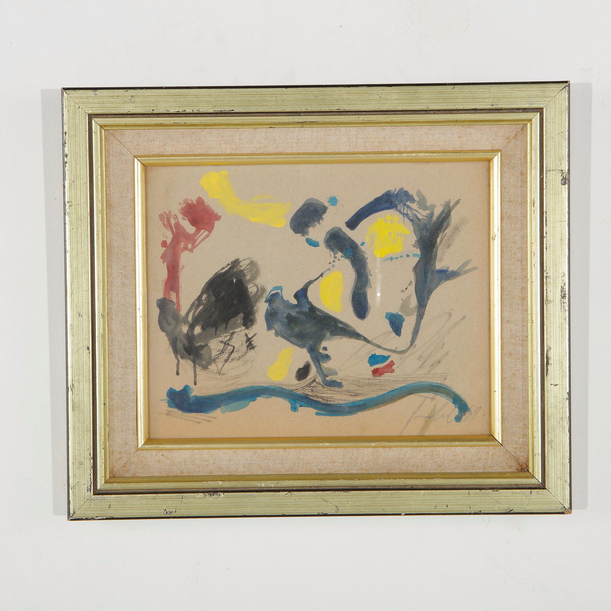 Abstract Watercolor on Paper, in the style of Helen Frankenthaler