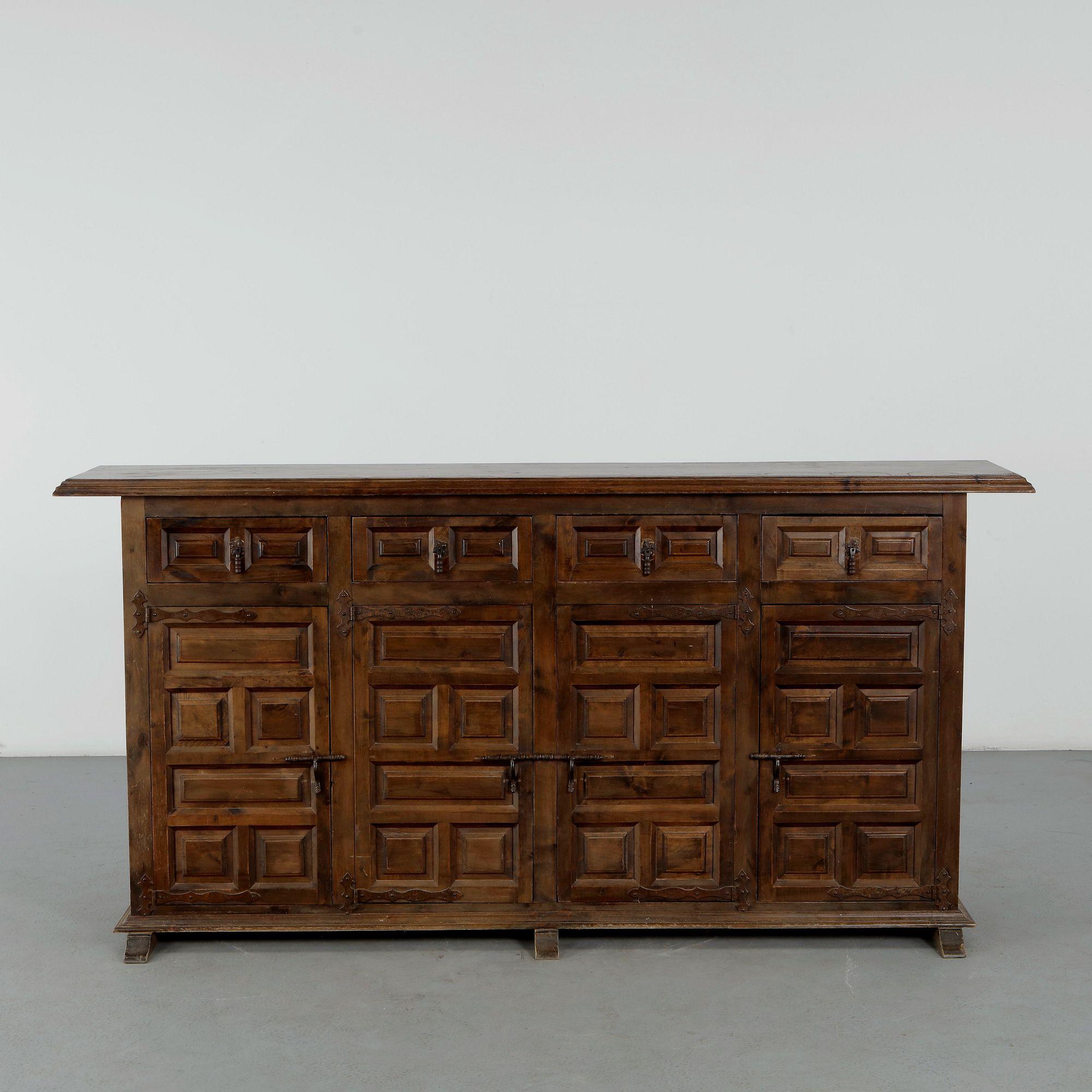 Spanish Carved Solid Sideboard, 1960s