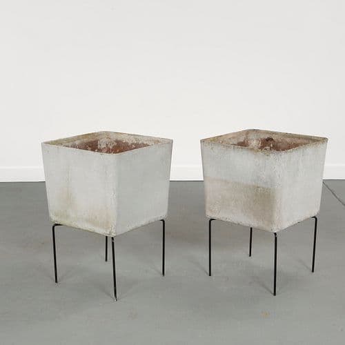 Willy Guhl, Pair of Square Planters on Stands, 1960s