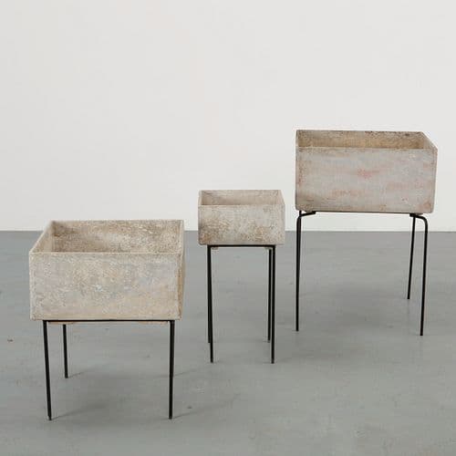 Willy Guhl, Trio of Square Planters on Stands, 1960s