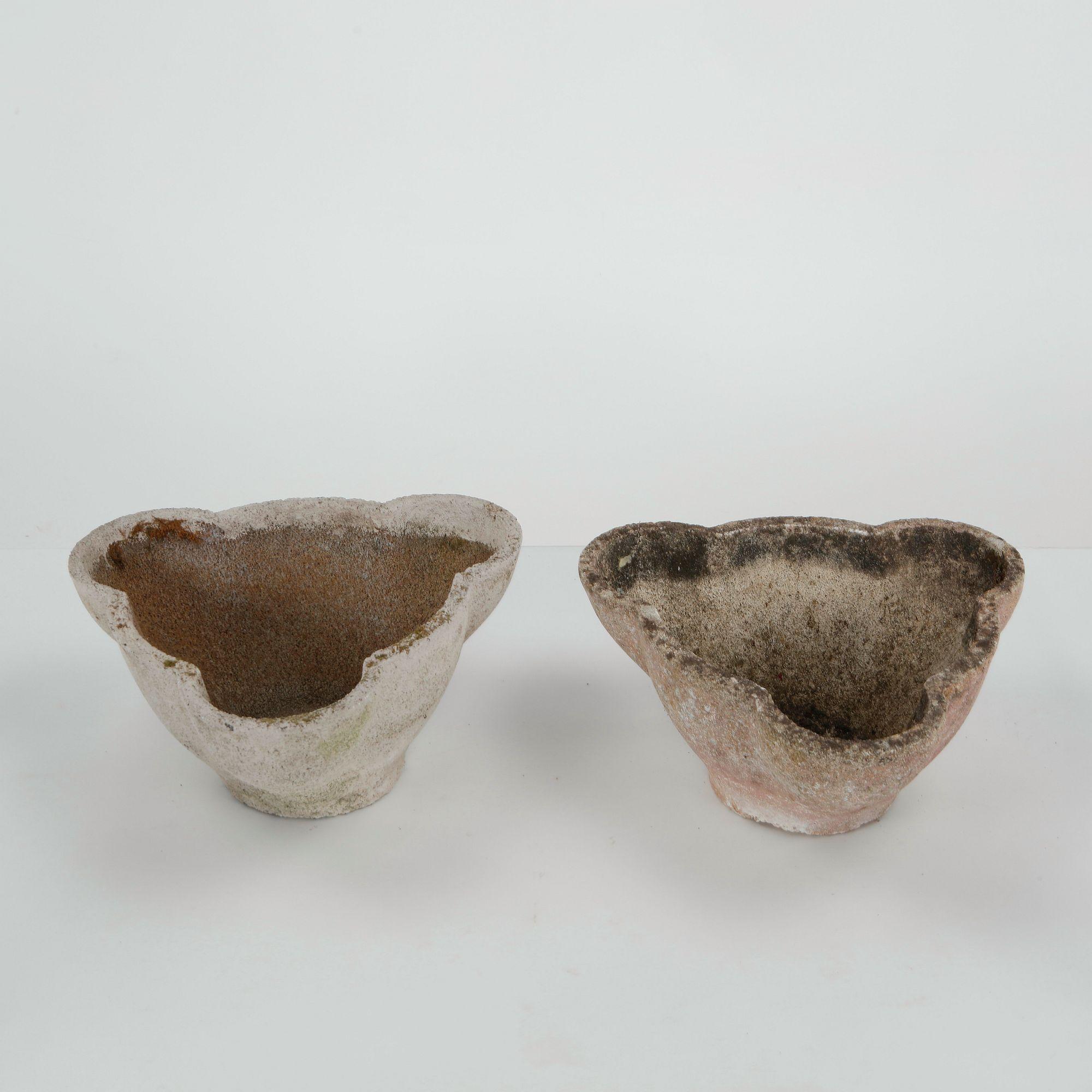 Pair of Scalloped Cast Stone Planters, 1960s