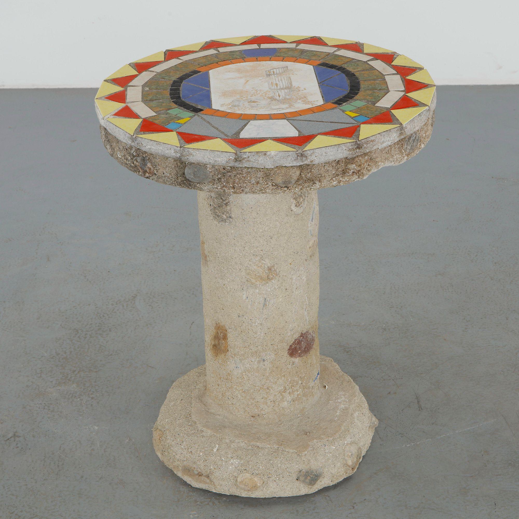 Mosaic Stone Pedestal Table, 1960s