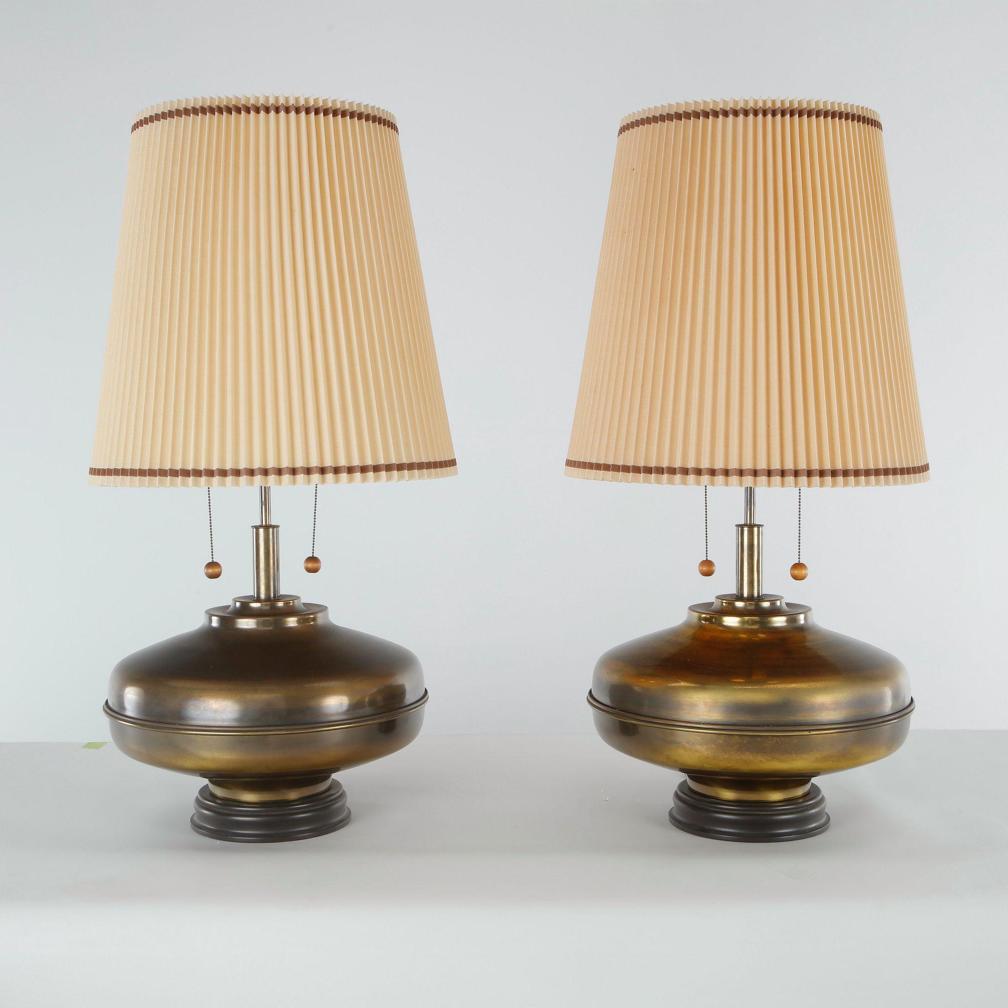 Marbro, Pair of Mid-century Polished Brass Table Lamps, 1960s