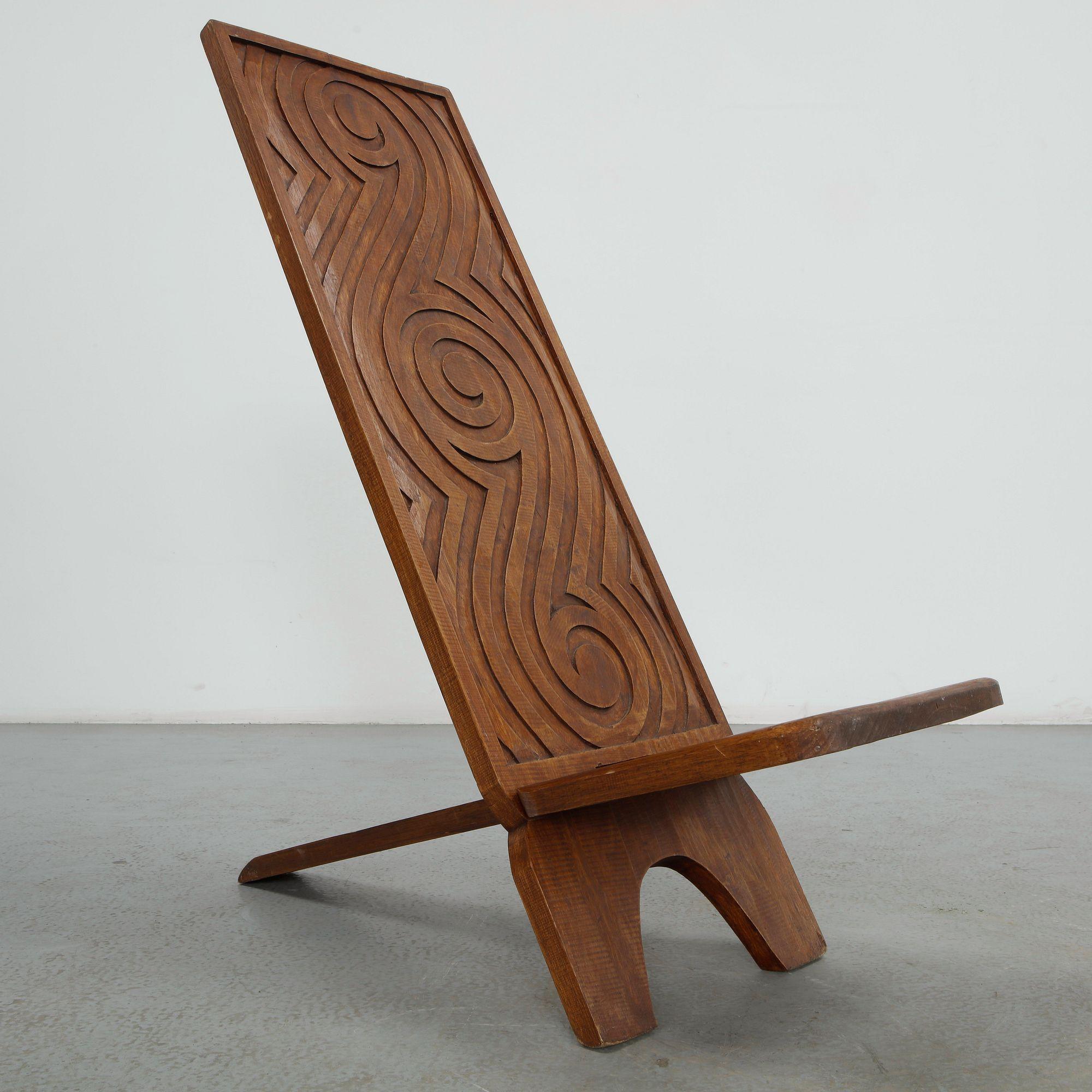 Hand-Carved African Folding Chair