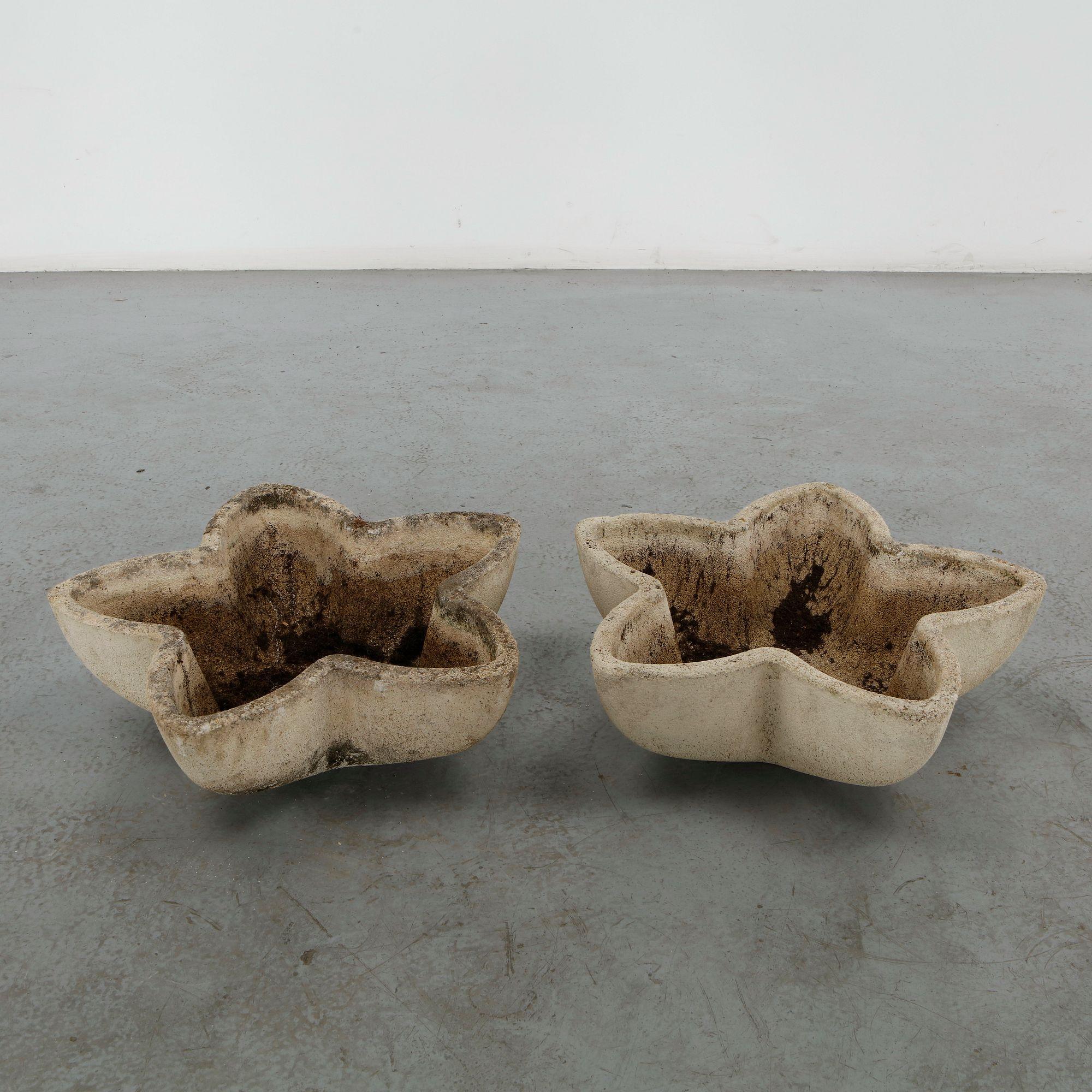 Grandon Fres, Pair of Cast Stone Star Planters, 1960s