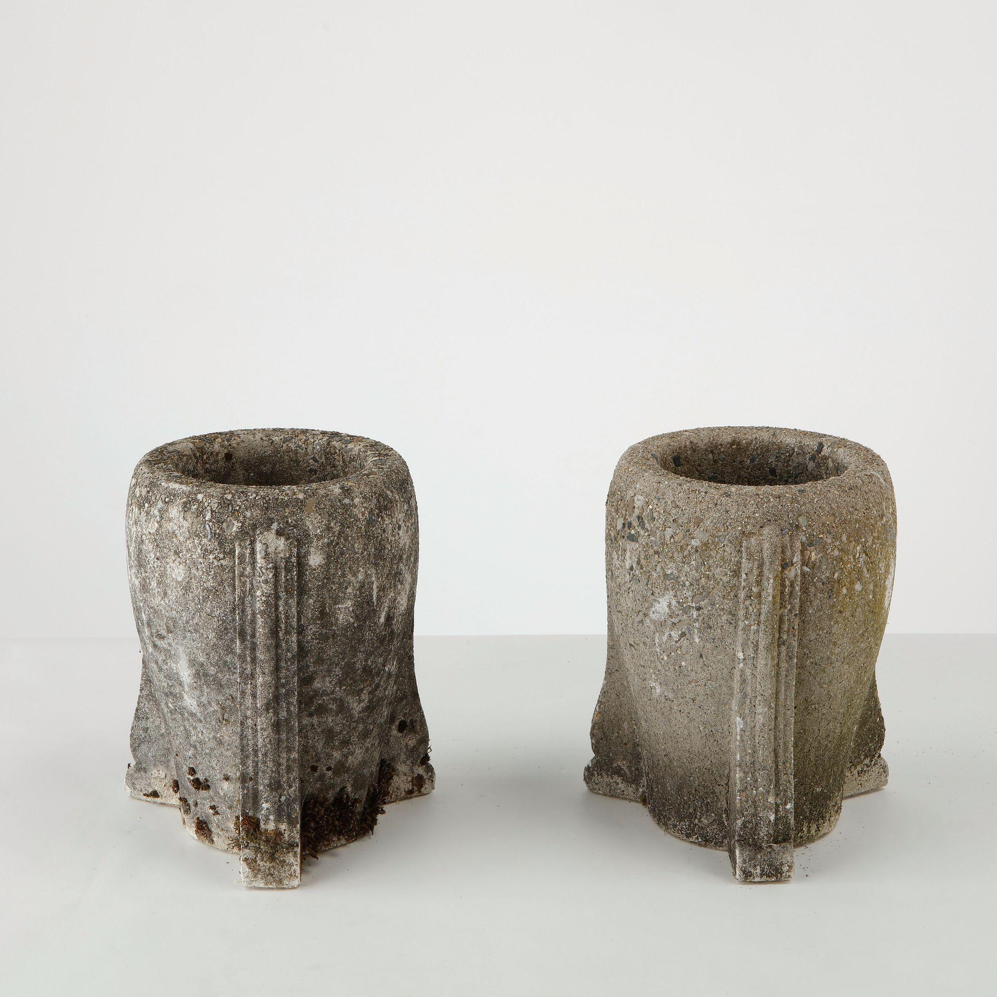 Pair of Tripod Stone Planters, 1950s