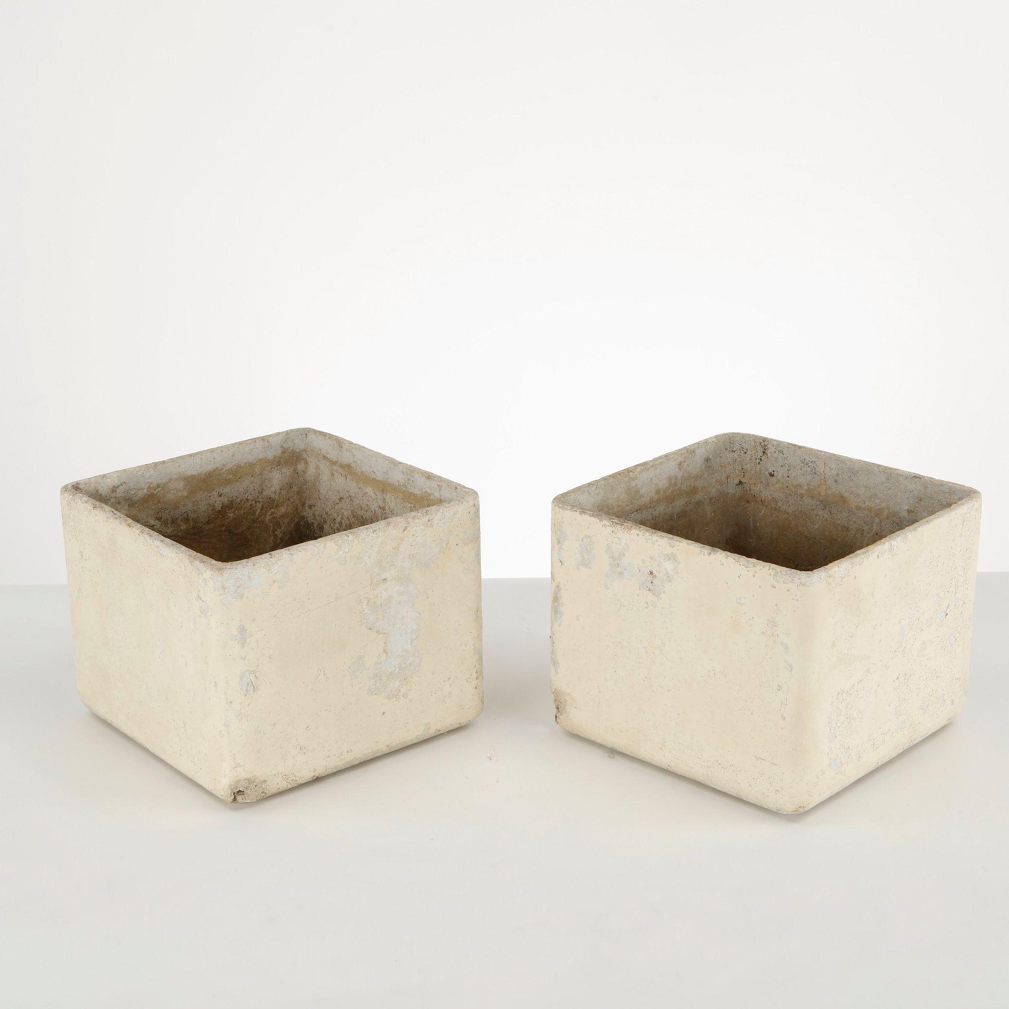 Willy Guhl, Pair of Small Square Planters, 1960s