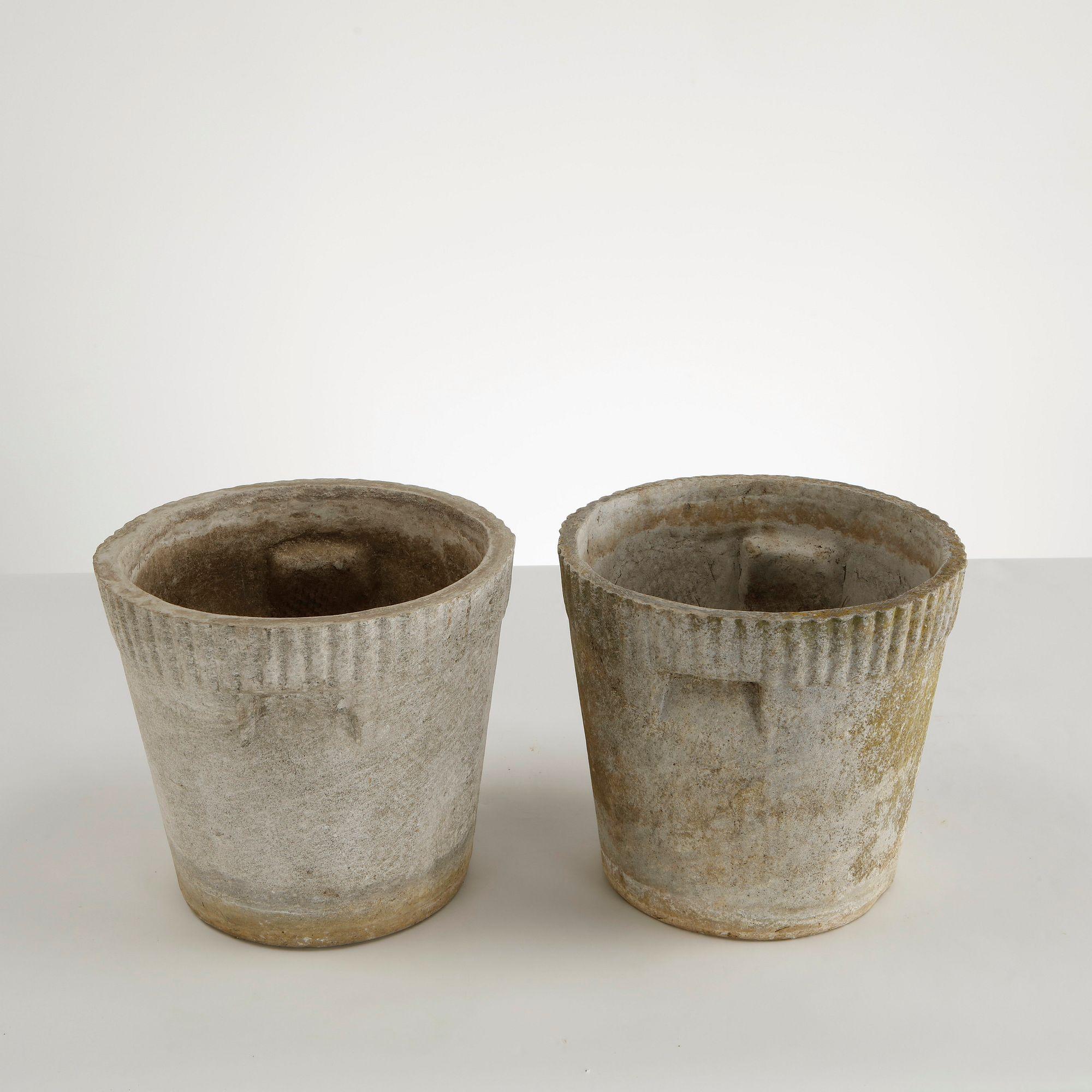 Willy Guhl, Pair of Small Round Planters, 1960s