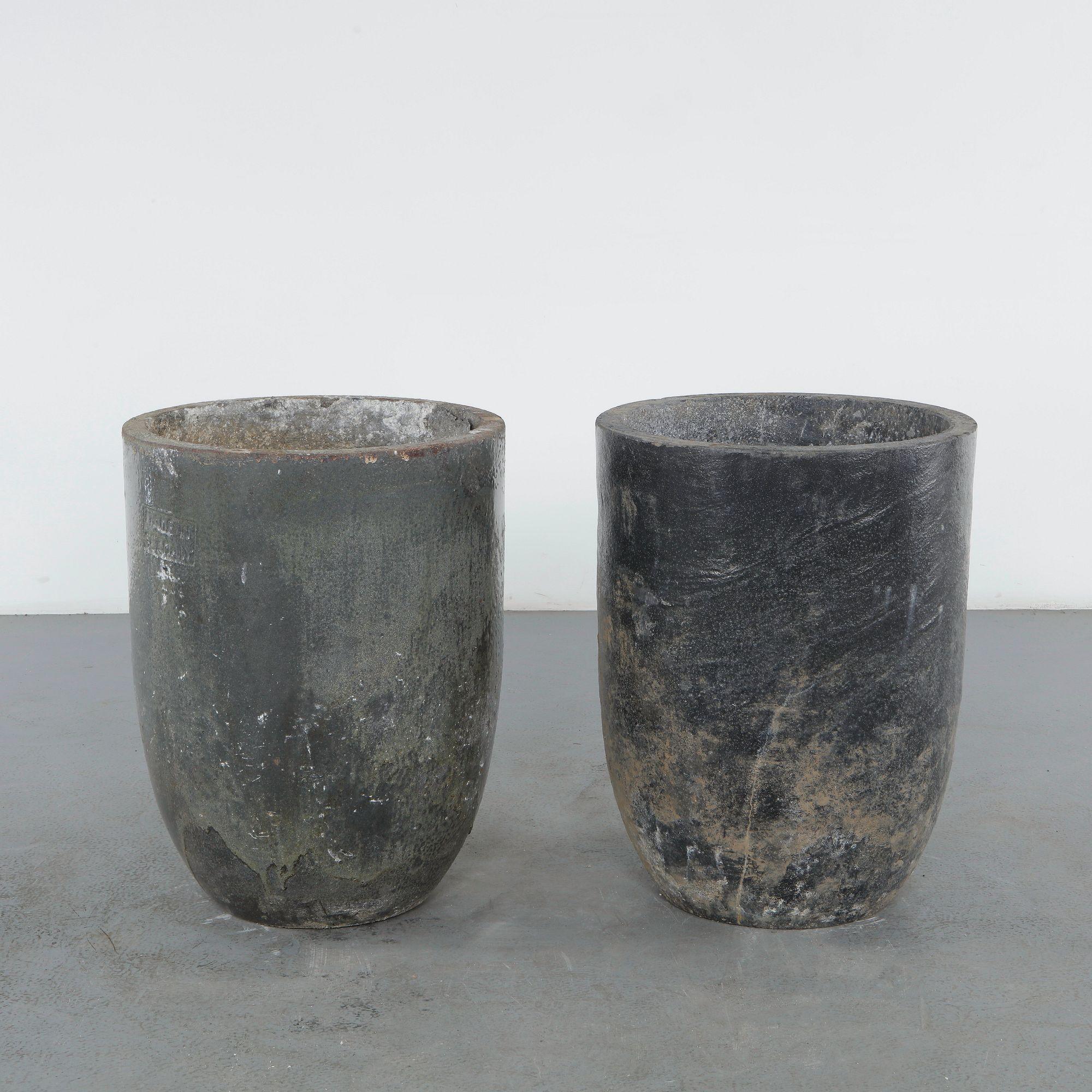 Pair of Large Foundry Crucible Planters, 1960s