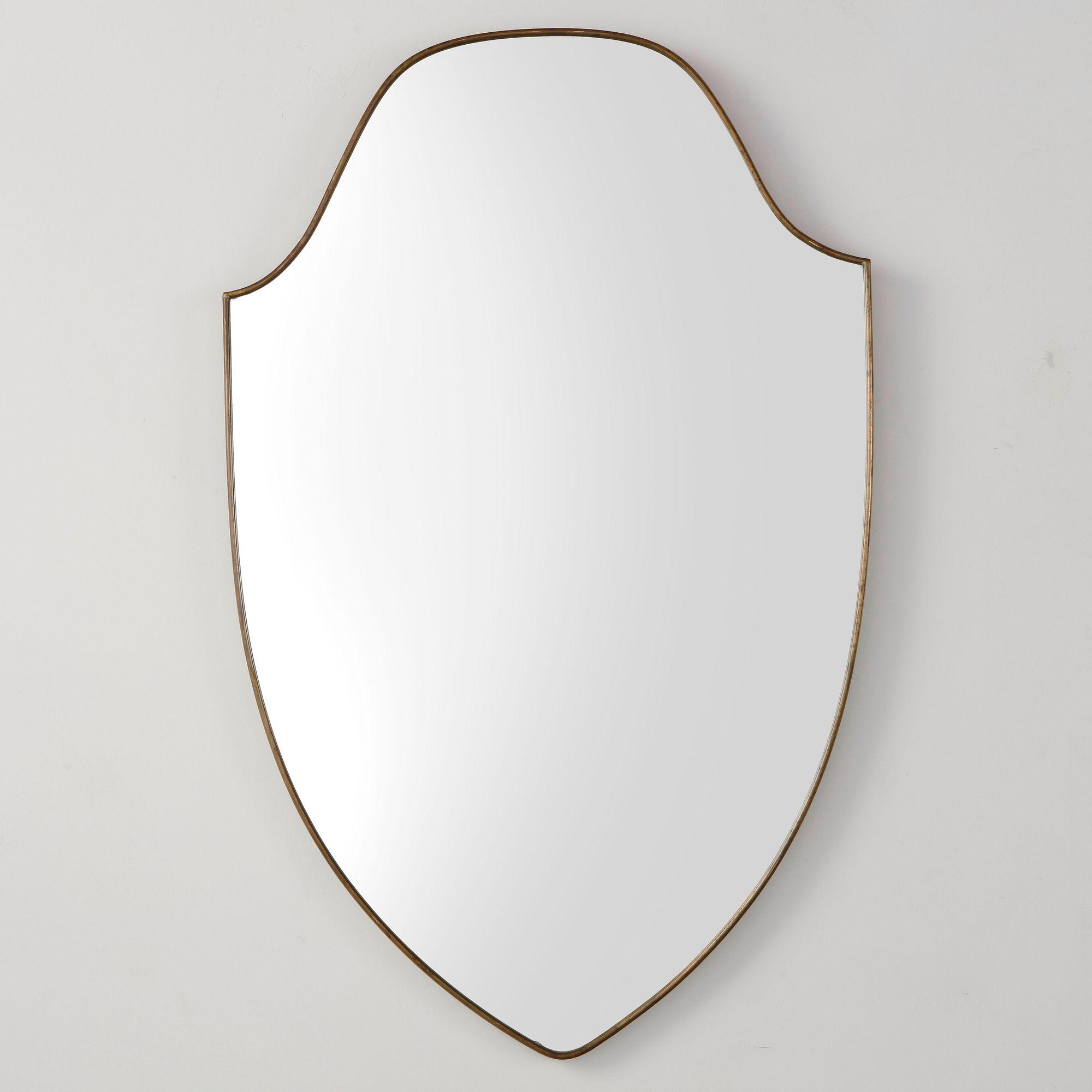 Italian Brass Shield Wall Mirror, 1950s