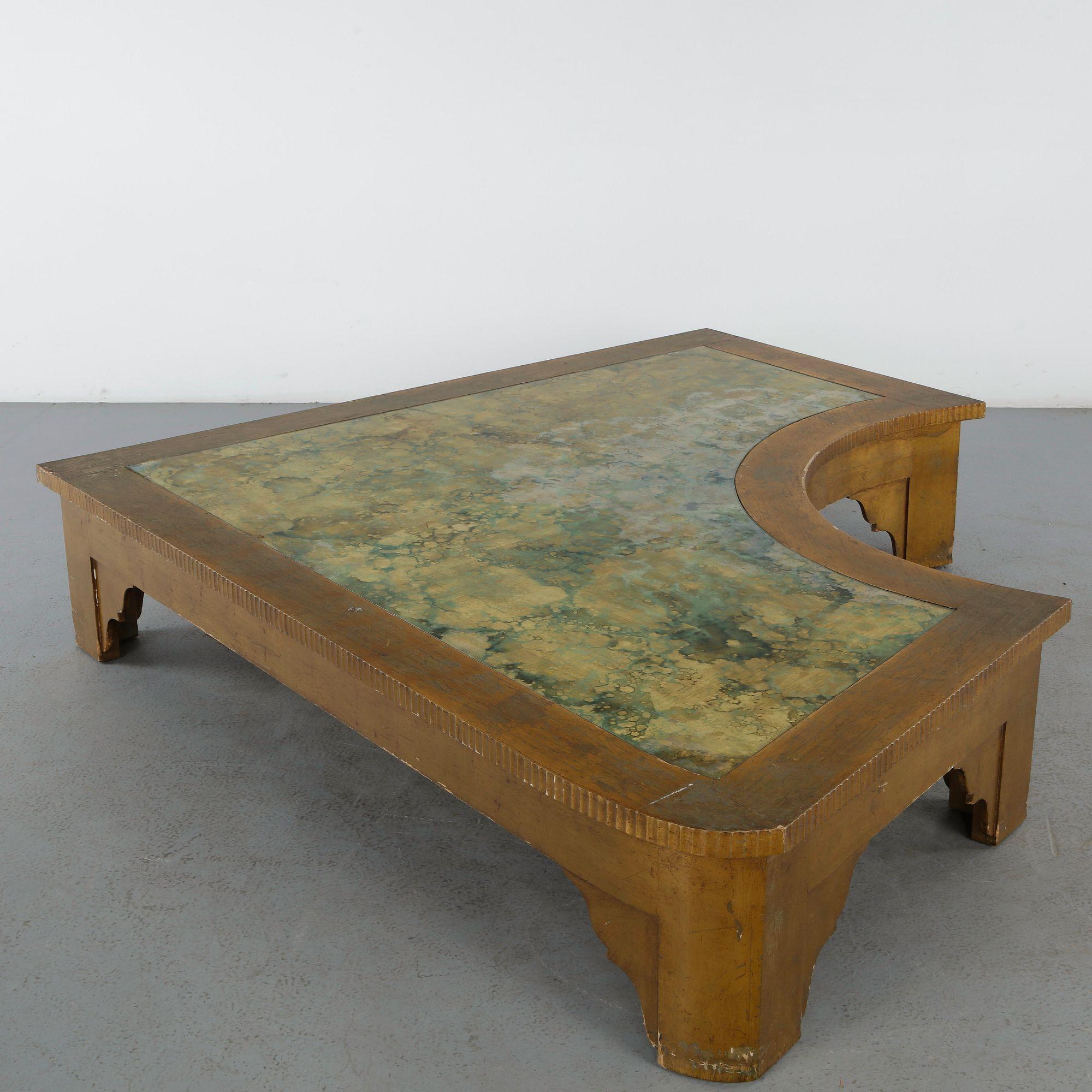 Monumental Hollywood Regency Asymmetrical Coffee Table, 1970s