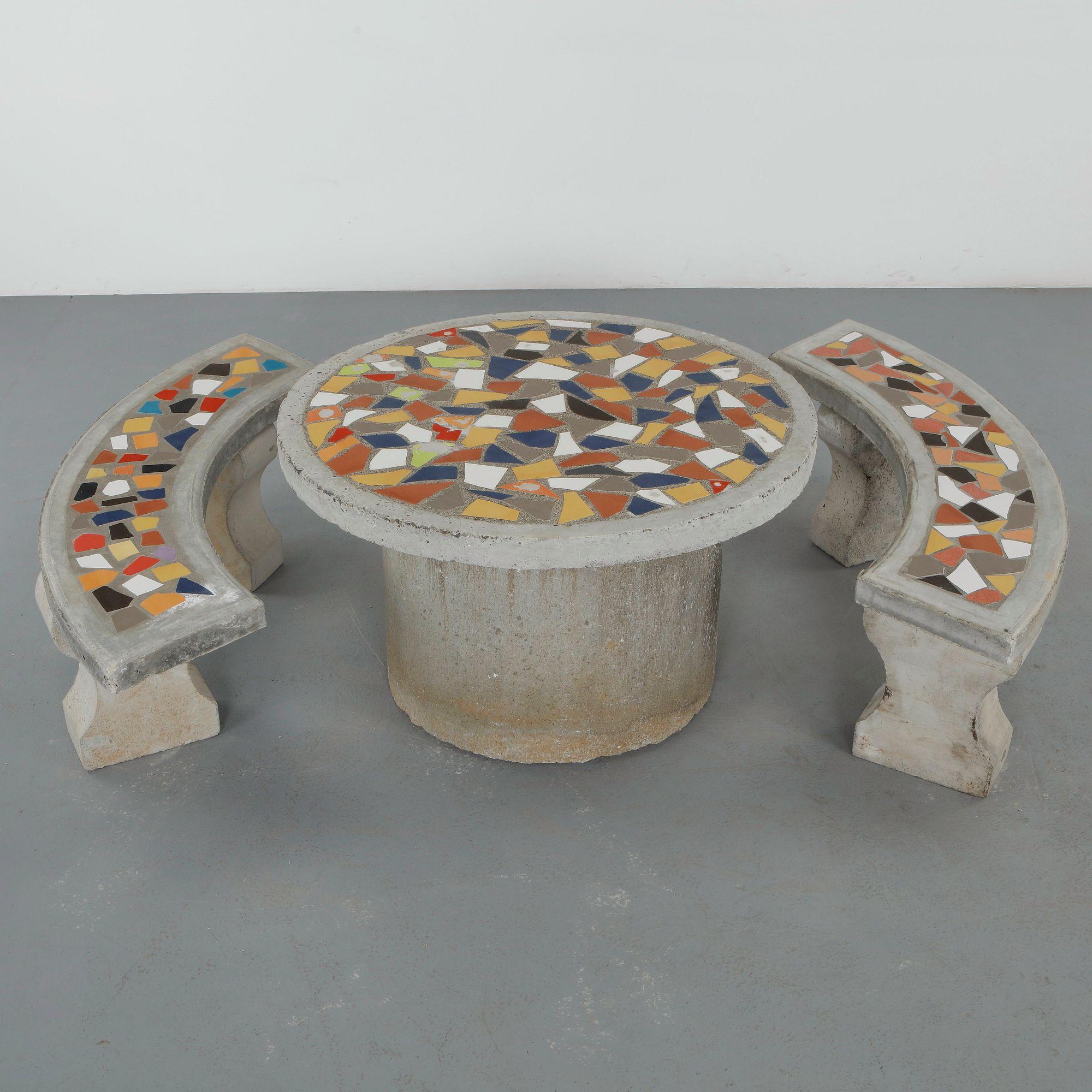 Multicolored Mosaic Tile Dining Set, 1960s