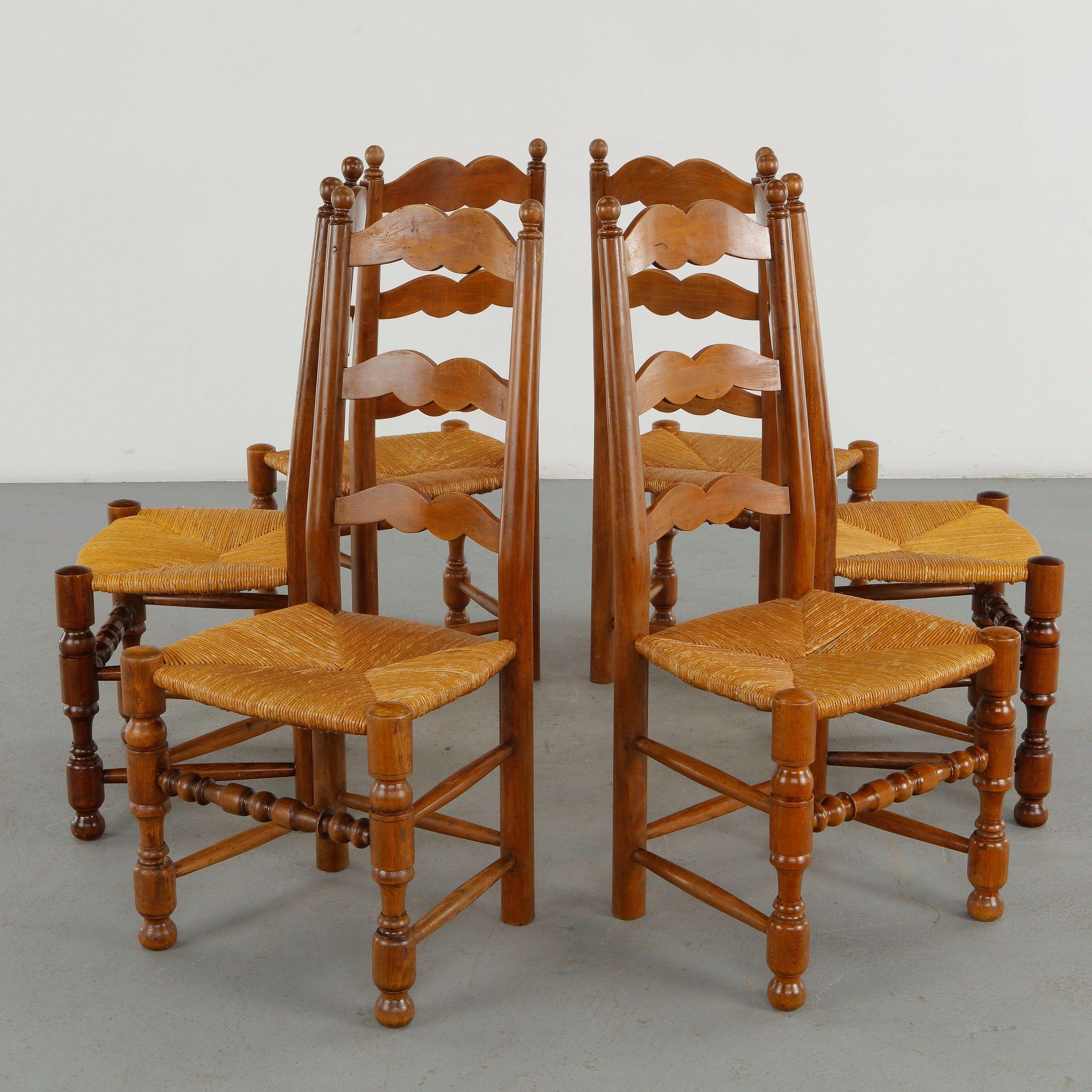 Set of Six Chairs in the Style of Charlotte Perriand, 1960s