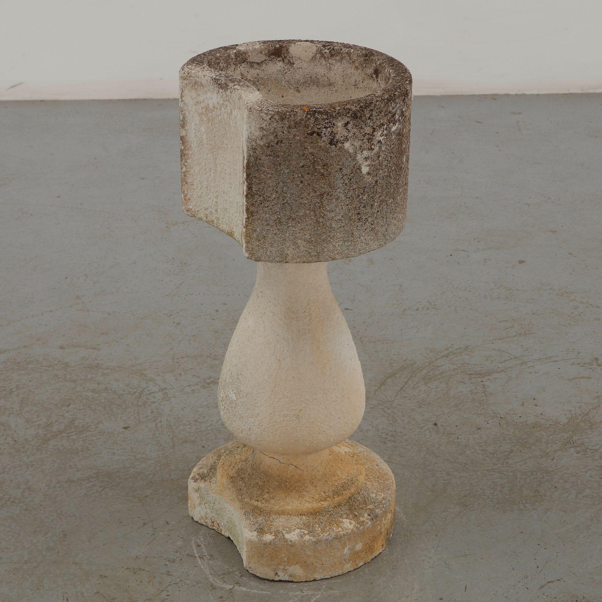 Limestone Half Moon Planter, 1960s