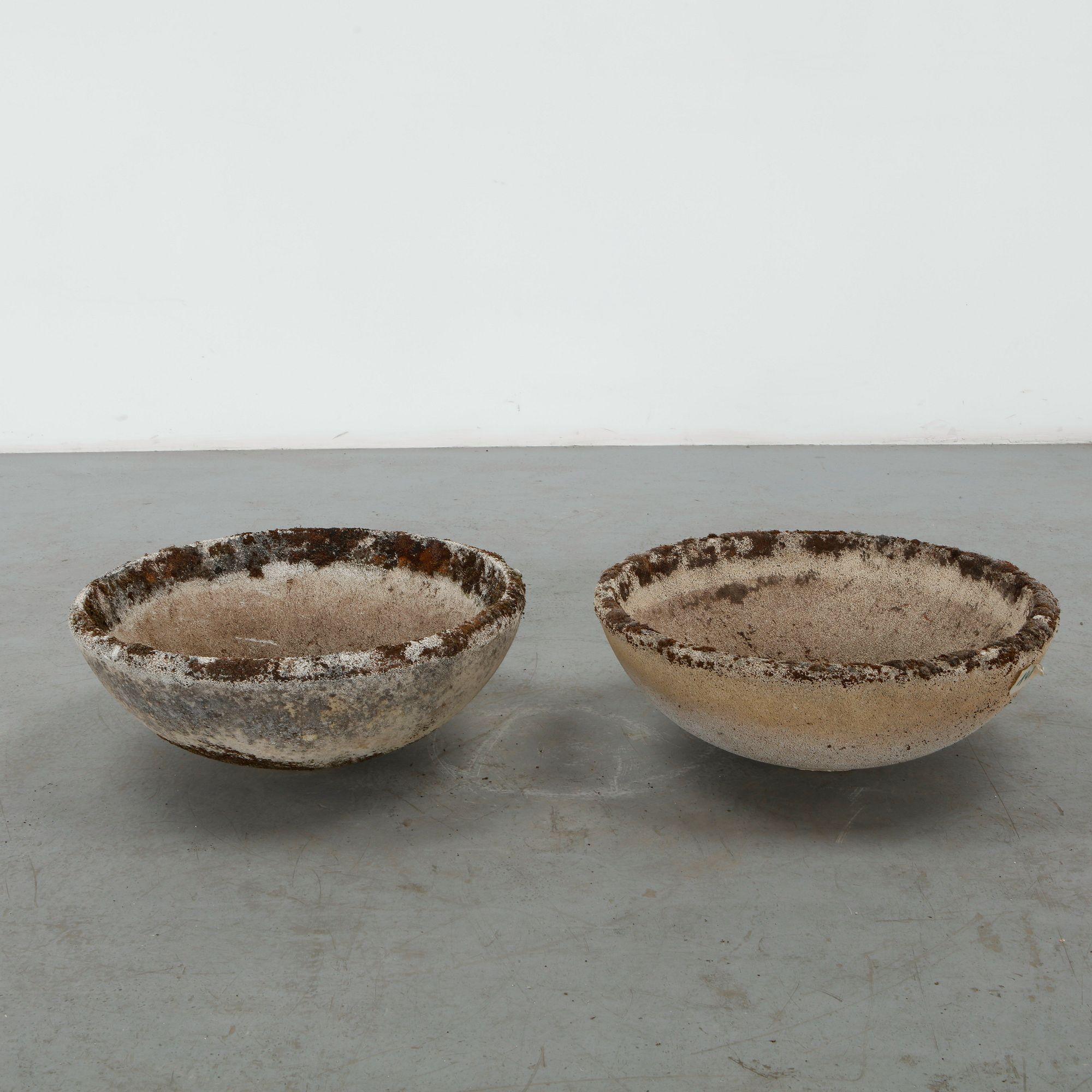 Pair of Cast Stone Bowl Planters, 1960s