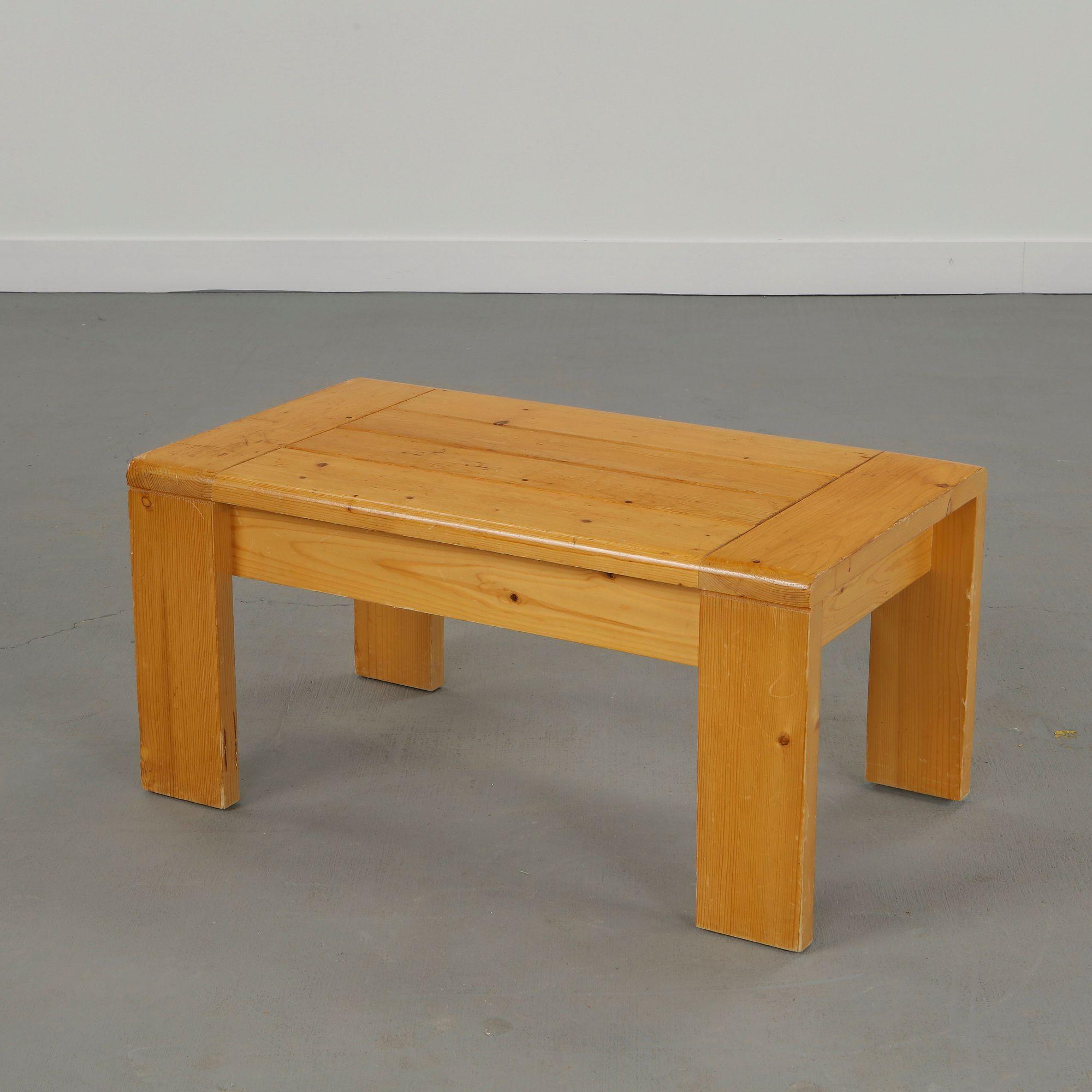 Maison Regain, Rectangular Pine Coffee Table, France, 1960s