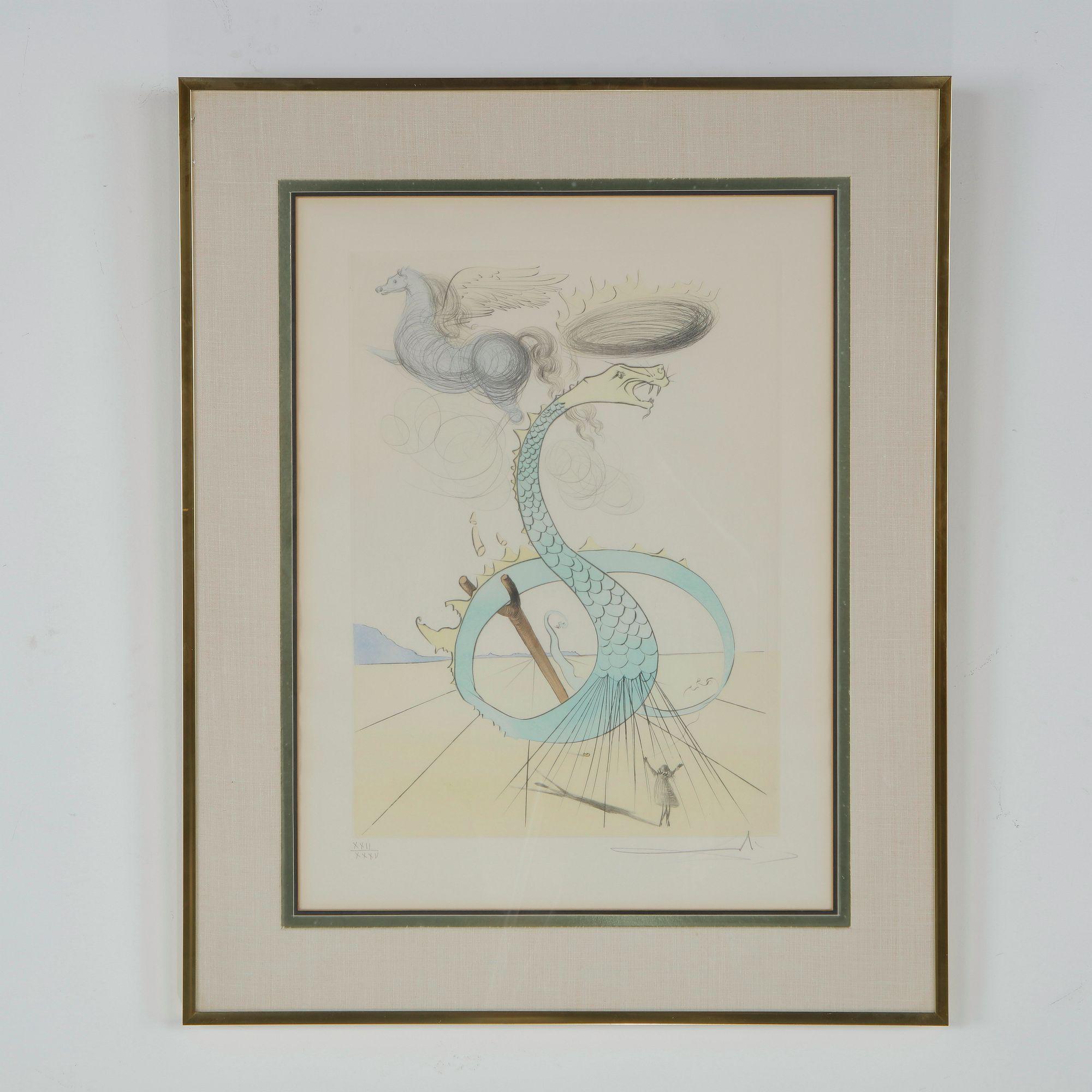 Salvador Dali, Color Etching, Signed and number 22/35, 1973, The Twelve Tribes of Israel, Dan