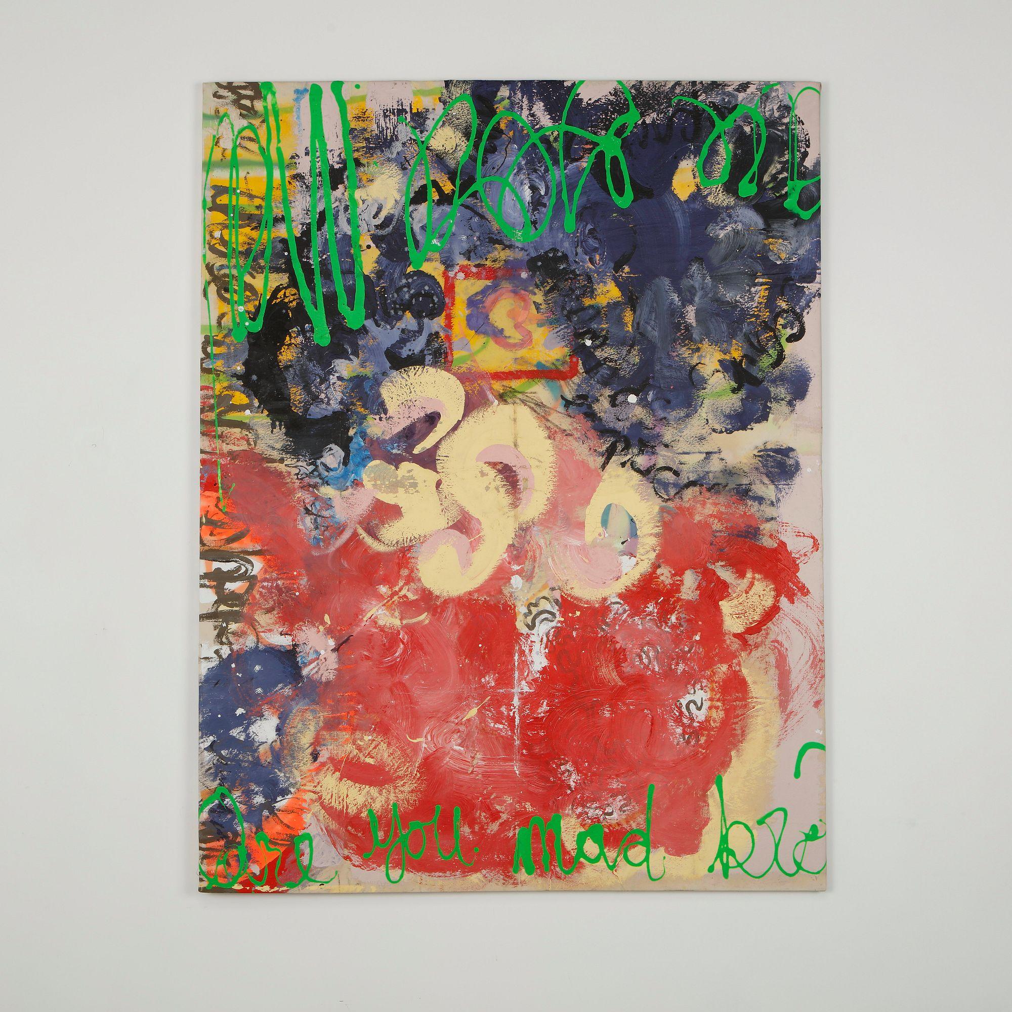 J Mackie, Are You Mad Bro, Oil on Canvas, 1980s