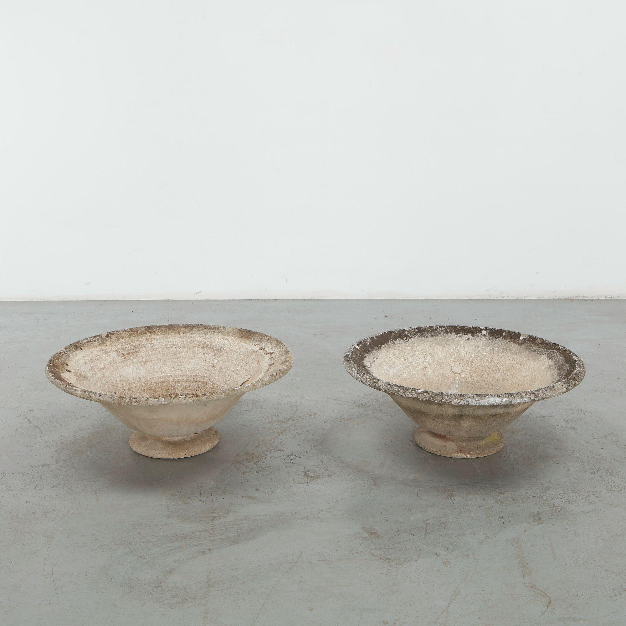 Grandon Fres, Pair of Pedestal Concrete Planters, 1960s